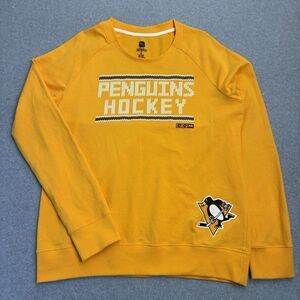 Men’s CCM NHL Pittsburgh Penguins Hockey Gold Crewneck Sweatshirt L